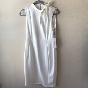 Calvin Klein White Dress Bow Neck Sleeveless